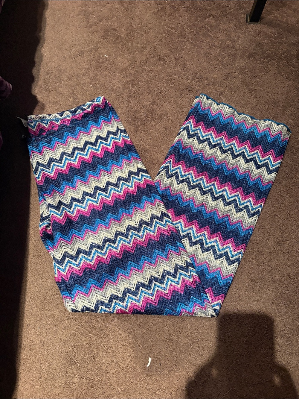 BECCA Chevron Knit Swim Coverup Pants in Blue, Pink & White